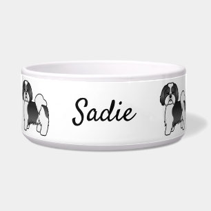 Black And White Lhasa Apso Cartoon Dog & Name
