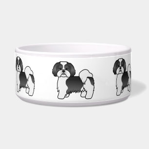 Black And White Lhasa Apso Cute Cartoon Dog