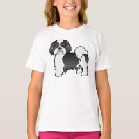 Black And White Lhasa Apso Cute Cartoon Dog