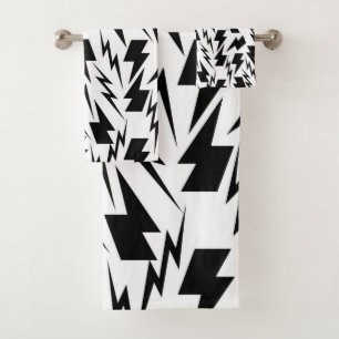 Black and White Lightning Classic and Elegant Bath Towel Set