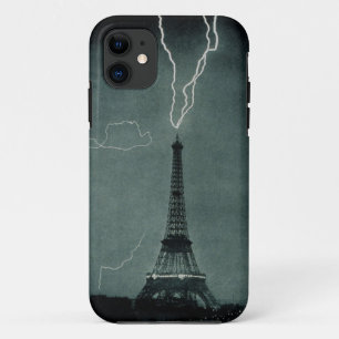 Black and White Lightning Strike Eiffel Tower Case