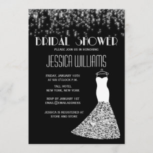 Black And White Lights Glamourous Bridal Shower Invitation
