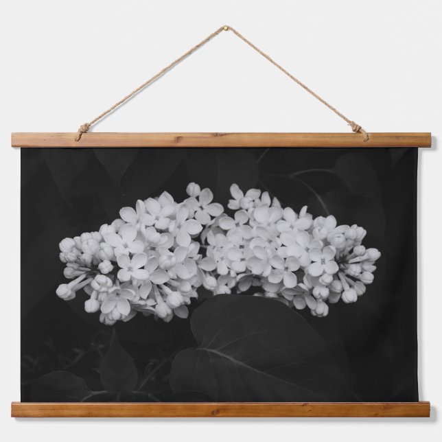 Black and White Lilacs Floral Photography   Hanging Tapestry (Front)