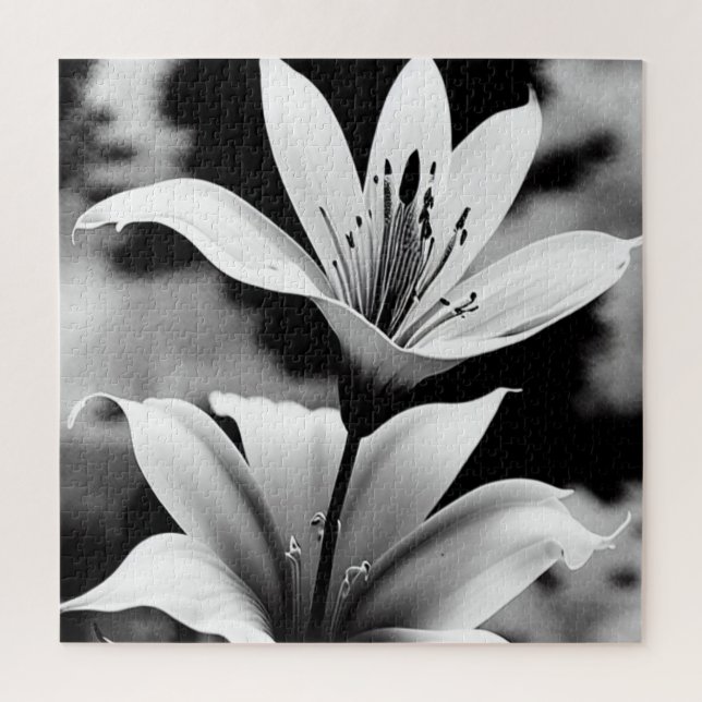 Black and White Lilies Puzzle (Vertical)