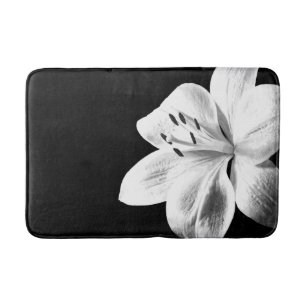 Black and White Lily Bath Mat