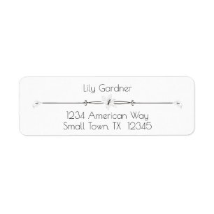 Black and White Lily Design Return Address Labels