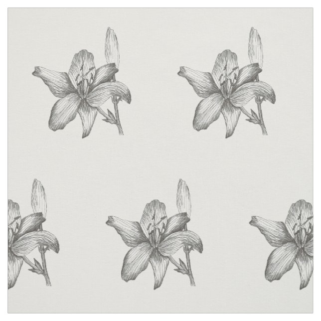 Black and white lily fabric (Swatch)