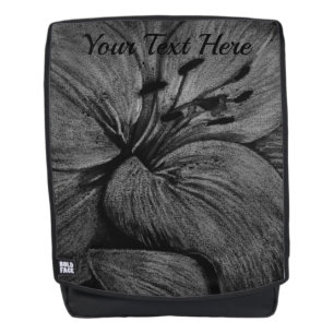black and white lily flower abstract art backpack