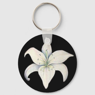 Black and White Lily Key Ring
