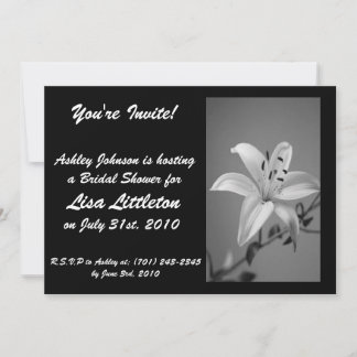 Black and White Lily Shower Invitation