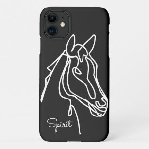 Black and white line art horse custom Zazzle Basic iPhone 11 Case