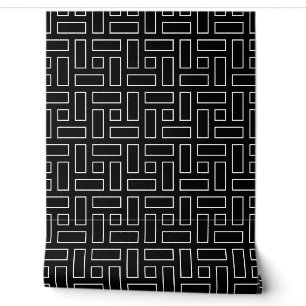 Black and White Linear Block Pattern - Black Wallpaper