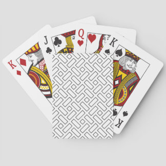 Black and White Linear Block Pattern - White Playing Cards