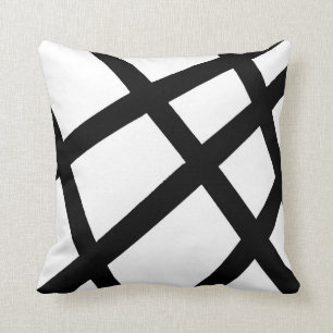 Black and White Linear Geometric 2 Cushion