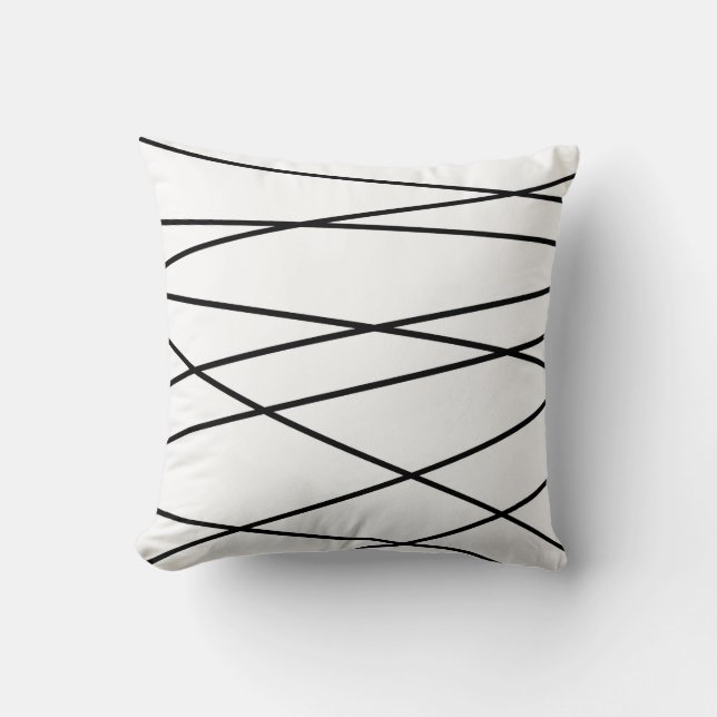 Black and White Linear Geometric Cushion (Front)
