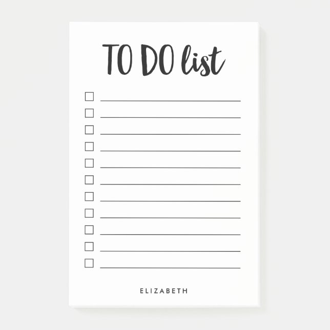 Black and White | Lined Personalised To Do List Post-it Notes (Front)