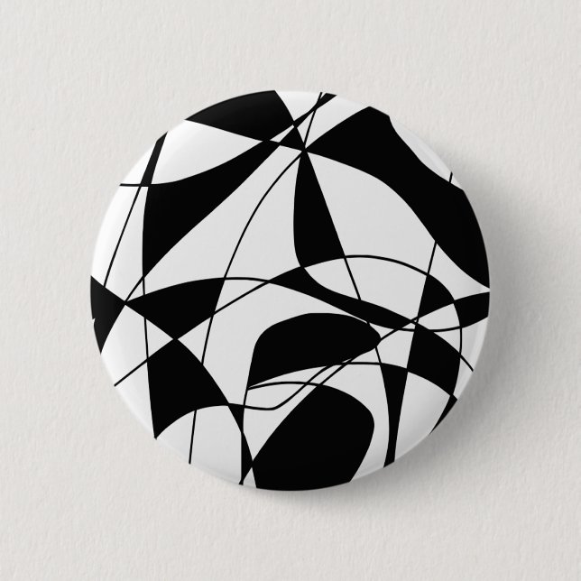 Black and White lines, block colour print pattern 6 Cm Round Badge (Front)