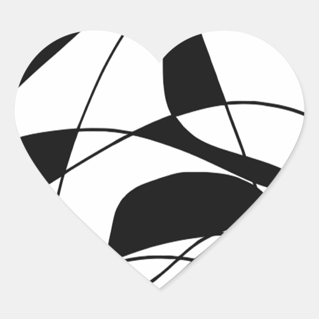 Black and White lines, block colour print pattern Heart Sticker (Front)