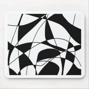 Black and White lines, block colour print pattern Mouse Mat