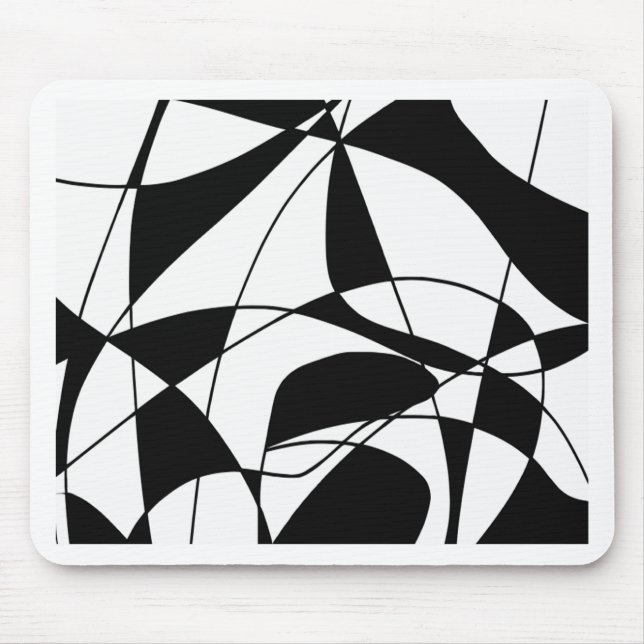 Black and White lines, block colour print pattern Mouse Mat (Front)