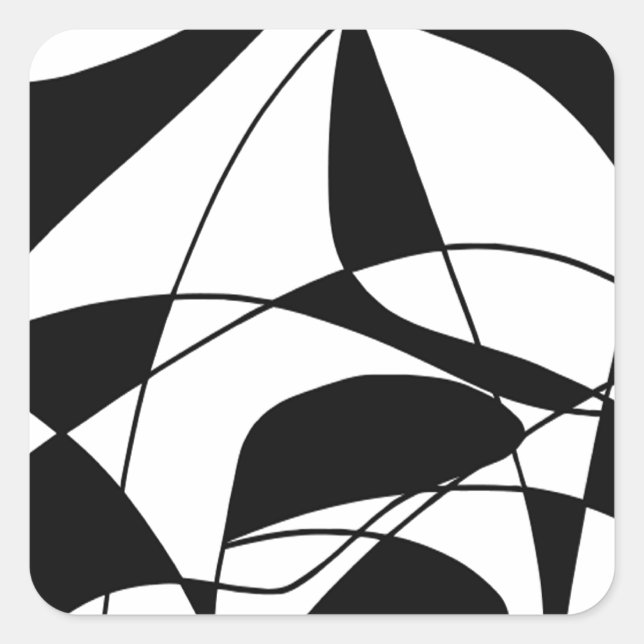 Black and White lines, block colour print pattern Square Sticker (Front)
