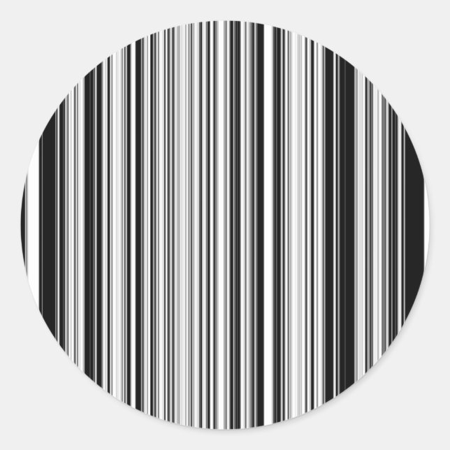 Black And White Lines Classic Round Sticker (Front)