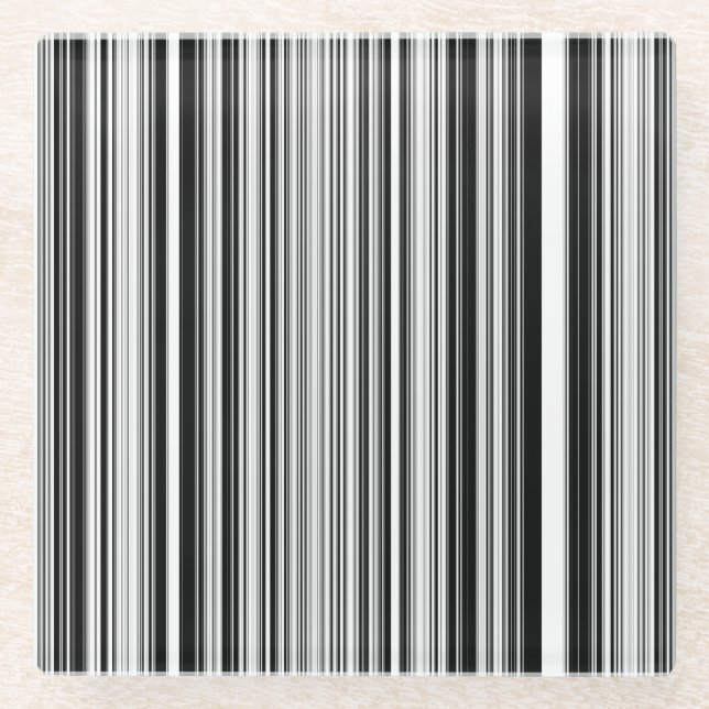 Black And White Lines Glass Coaster (Front)