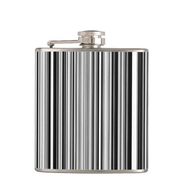 Black And White Lines Hip Flask (Front)