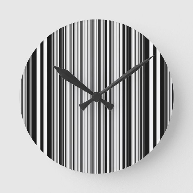 Black And White Lines Round Clock (Front)