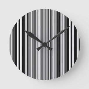 Black And White Lines Round Clock