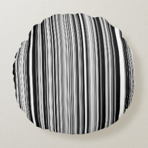Black And White Lines Round Cushion