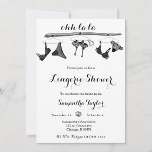 Black and White Lingerie shower Invitation