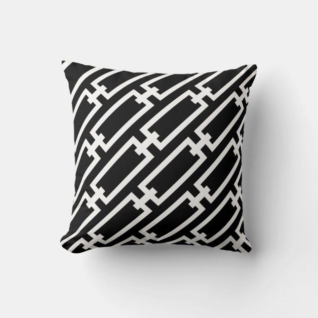 Black and White Links Pattern Cushion (Front)