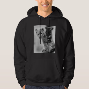 Black And White Lion Cub Hoodie