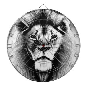 Black and white lion darts dartboard