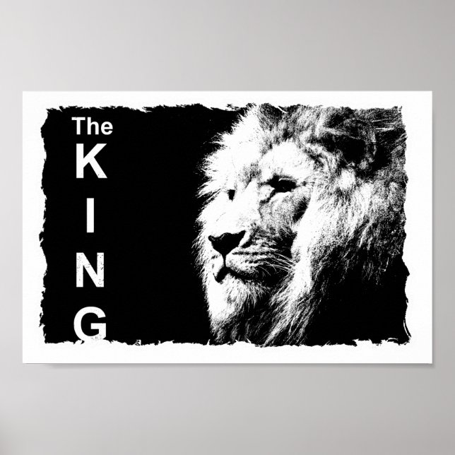 Black And White Lion Template Nature Animal King Poster (Front)
