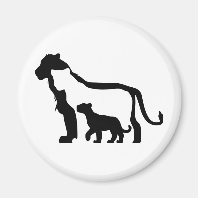Black and White Lions Magnet (Front)