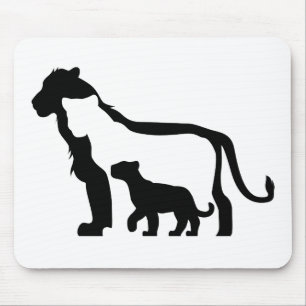 Black and White Lions Mouse Mat