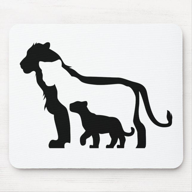 Black and White Lions Mouse Mat (Front)