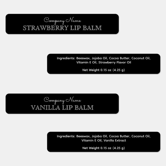 Black and White Lip Balm Brand Ingredient Custom (Group)
