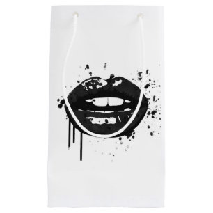 Black and white lips beauty makeup kiss fashion small gift bag