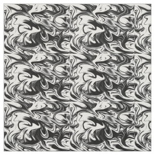 Black And White Liquefied Marble, Fabric