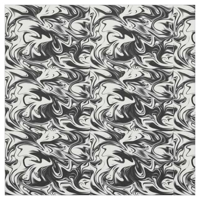 Black And White Liquefied Marble, Fabric (Swatch)