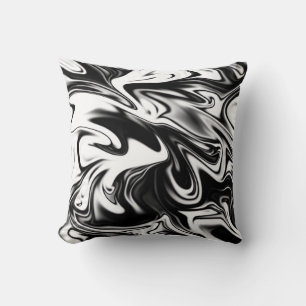 Black And White Liquefied Marble, Throw Cushion. Cushion