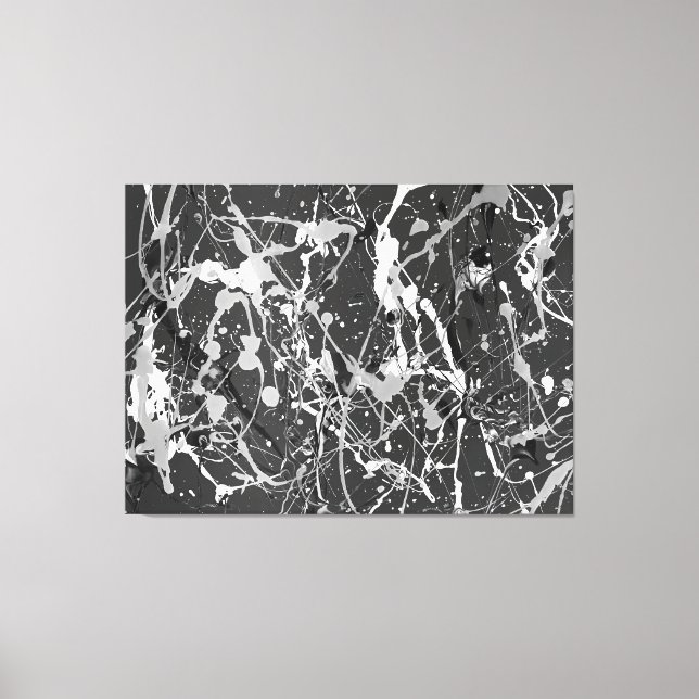 BLACK AND WHITE LIX - Action painting -Abstract- Canvas Print (Front)