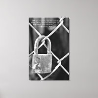Black and White Lock on Fence Inspirational Quote