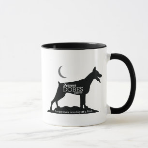 Black and white logo and mug