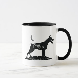 Black and white logo and mug