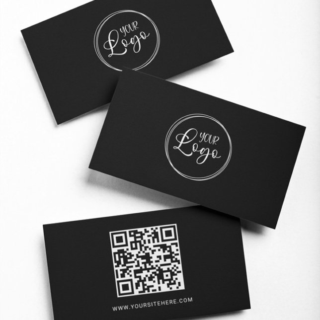 Black and White Logo Minimalist QR Code Business Card (Black and White Logo Minimalist QR Code Business Card)