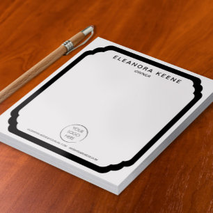 Black and White Logo, Name, Contact Info Business Notepad